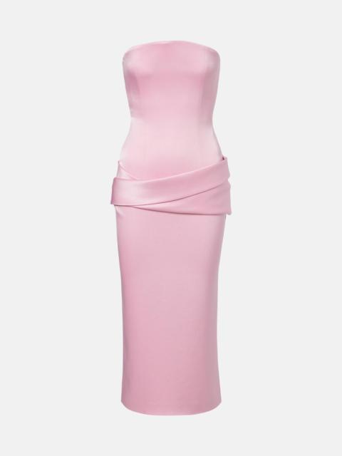 ALEX PERRY Draped satin crêpe bustier dress