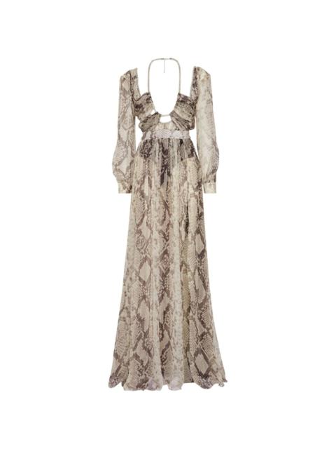 snakeskin-print silk maxi dress