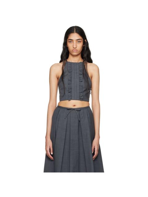 SHUSHU/TONG Gray Ruffled Pleat Top
