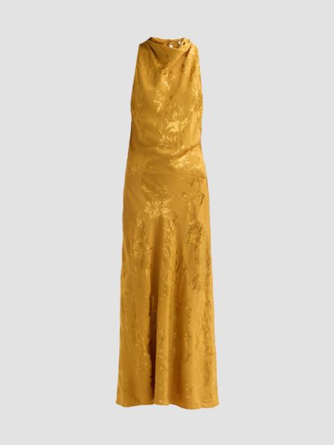 HEMANT & NANDITA Women's Floral Jacqaurd Cowl Midi Dress - Gold