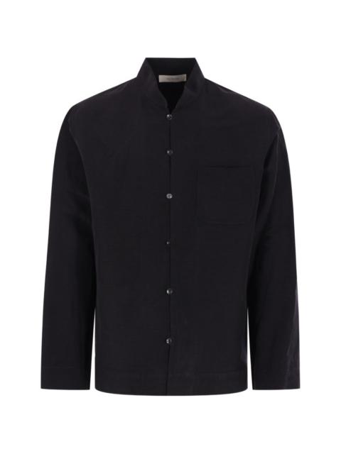 UMITBENAN band-collar chest-pocket shirt