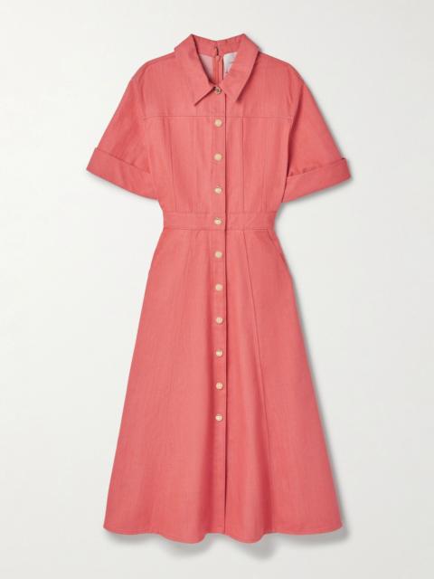 CAROLINA HERRERA Denim midi shirt dress Coral