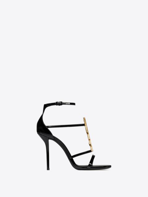 cassandra sandals in patent leather with gold-tone monogram