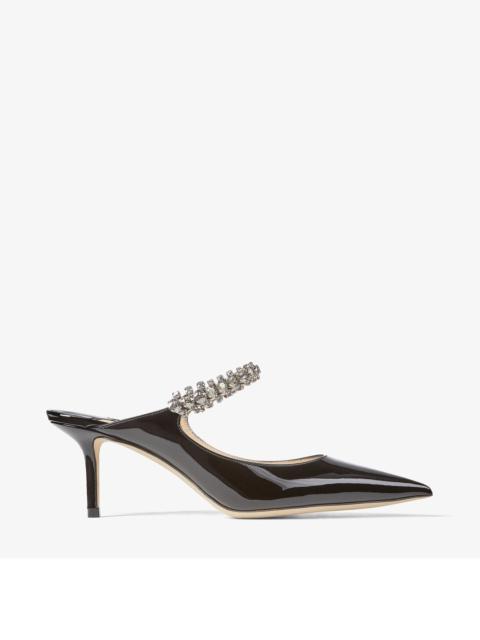 JIMMY CHOO Bing 65
Black Patent Leather Mules with Crystal Strap