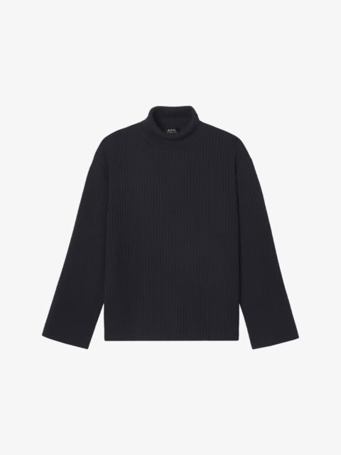 A.P.C. LOUISE SWEATER - NAVY BLUE HIGH-NECK SWEATER