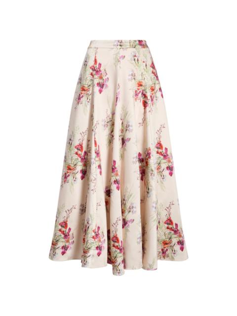 Cinq à Sept Iris Bouquet Hilda bouquet floral midi skirt