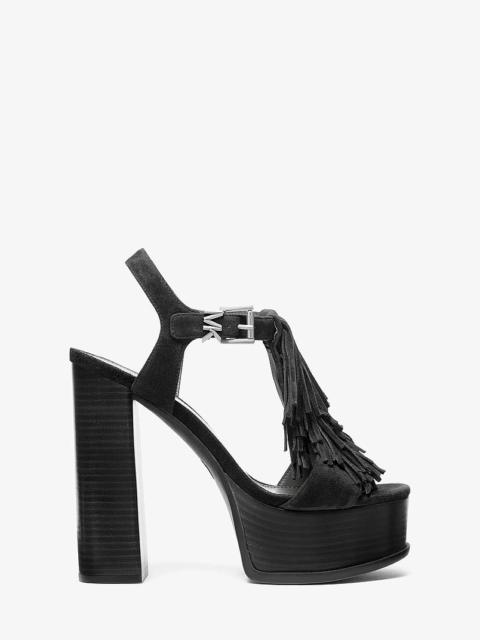 MICHAEL KORS Indra Fringed Suede Platform Sandal