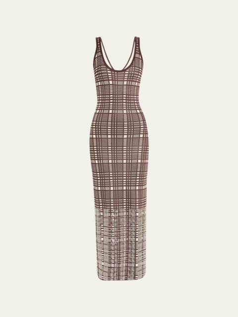 ZANKOV Jaqueline Sequined Check Sleeveless Maxi Dress