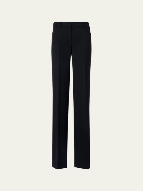 AKRIS Mikka Wool Tricotine Straight-Leg Pants