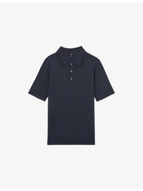 REISS Manor Half-Button Short-Sleeve Merino-Wool Polo Shirt