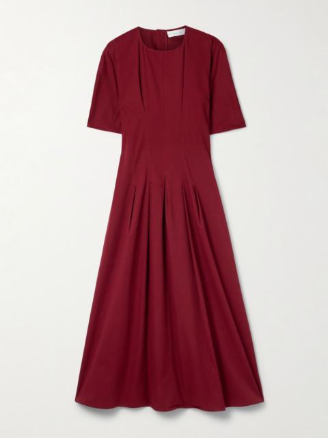 Proenza Schouler Ainsley pleated brushed cotton-blend twill midi dress Claret