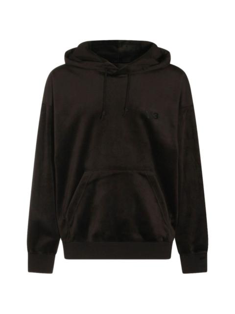 Y-3 logo-print velvet hoodie