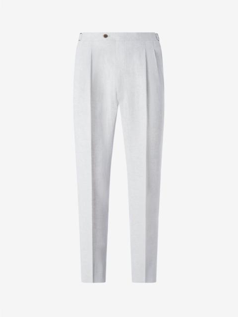CORNELIANI Grey 2-dart chambray linen trousers