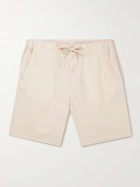 Straight-Leg Linen Drawstring Bermuda Shorts