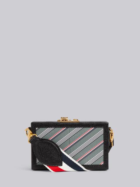 Thom Browne Medium Grey Monogram Coated Canvas Leather Frame Mini Trunk Clutch