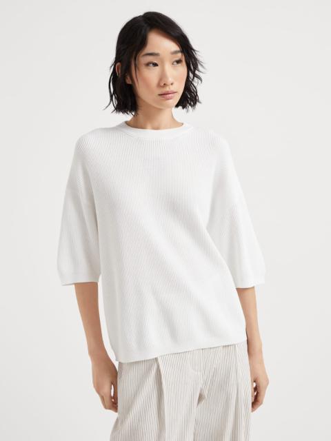 Brunello Cucinelli Cotton English rib sweater with monili
