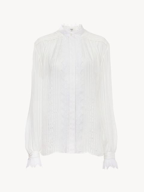 Chloé GATHERED BLOUSE IN SILK MOUSSELINE & LACE