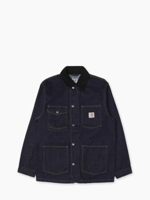 CARHARTT WIP WARREN CHORE COAT CAMANO DENIM BLUE/BLACK RINSED