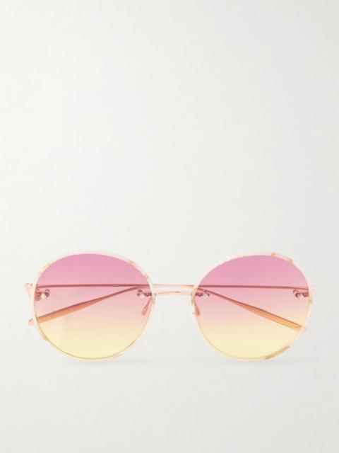 BARTON PERREIRA Rigby round-frame acetate and rose-gold tone sunglasses Pink