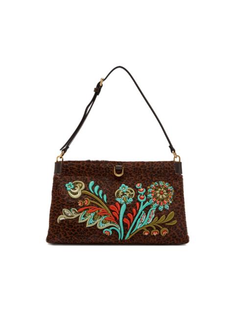 Etro embroidered leopard-print shoulder bag