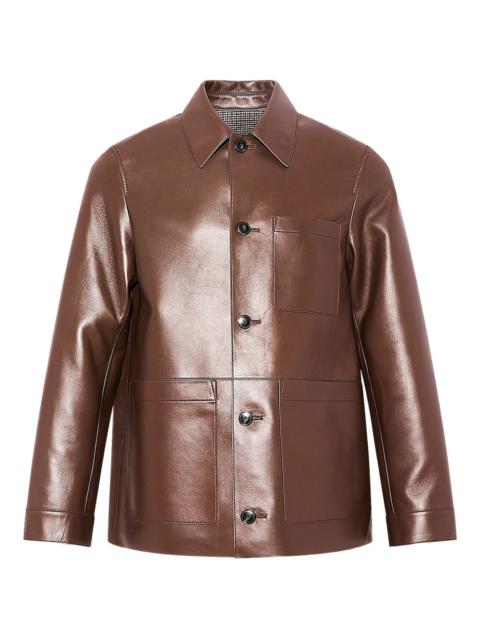 Yves Salomon flannel lined leather overshirt