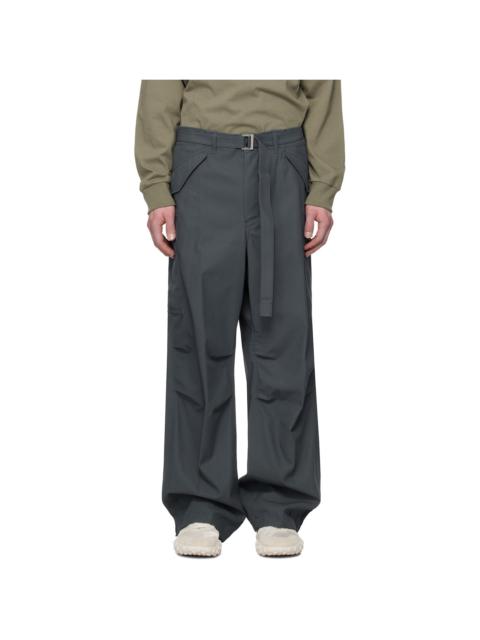 Blue Cotton Twill Cargo Pants