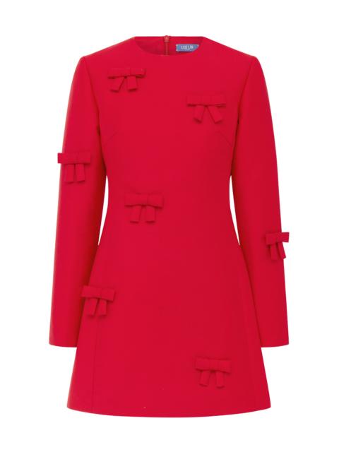 LEO LIN Aliza Bow-Embellished Mini Dress red