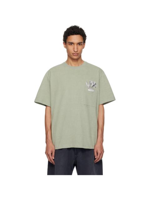 Wooyoungmi Khaki Flower Back Logo T-shirt