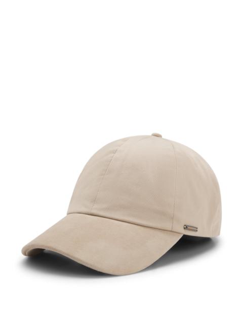 BOSS COTTON-GABARDINE CAP WITH SUEDE VISOR