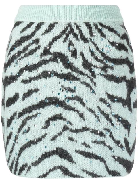 Alessandra Rich zebra intarsia knitted miniskirt