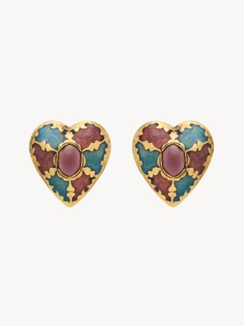 SAINT LAURENT HEART EARRINGS IN ENAMEL