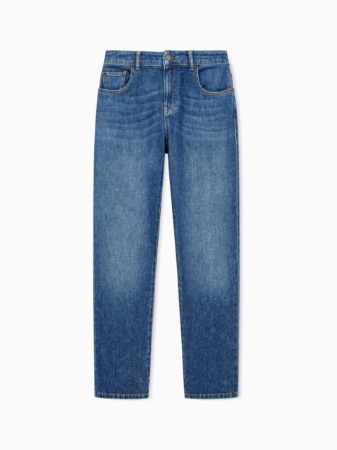 EMPORIO ARMANI SLIM-FIT DENIM JEANS WITH FIVE POCKETS AND A USED LOOK