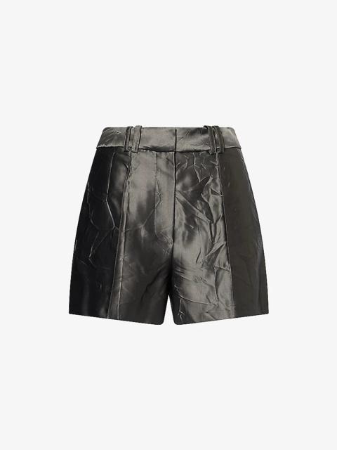 GRACE LING Crinkled High-Rise Woven Mini Shorts