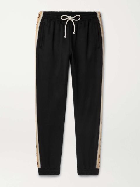 GUCCI Tapered Logo-Jacquard Webbing-Trimmed Tech-Jersey Track Pants