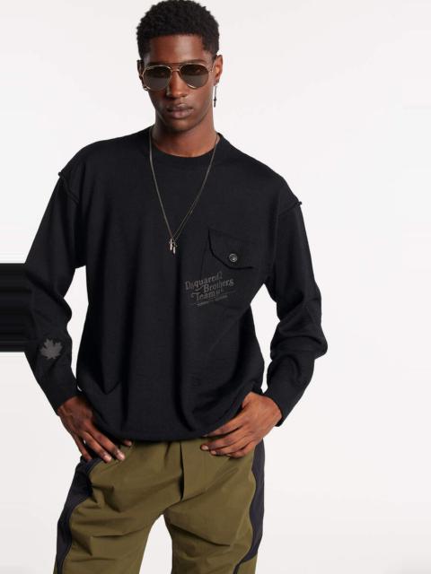 PATCH POCKET CREWNECK KNIT