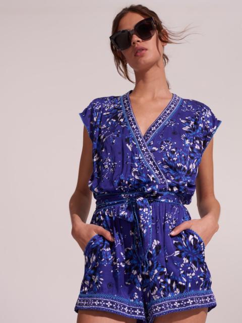 Poupette St Barth Short Jumpsuit Anaik - Blue Pivoine