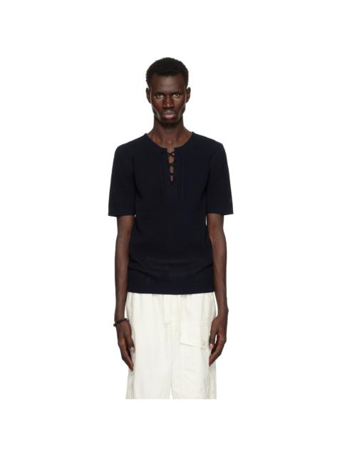Dries Van Noten Navy Knit T-shirt