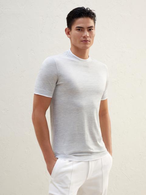 Silk and cotton lightweight jersey slim fit crew neck T-shirt with faux-layering