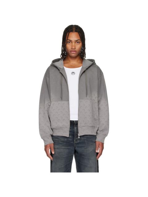Marine Serre Gray Faded Moon Sleeve Hoodie