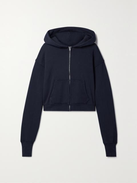 LES TIEN Zendaya Cropped Cotton-jersey Zip-up Hoodie