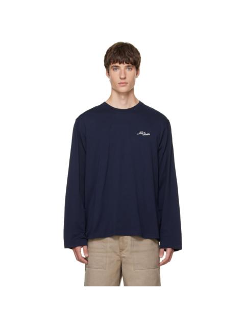 Acne Studios Navy Jersey Logo T-shirt