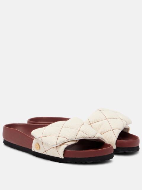 BIRKENSTOCK Sylt leather-trimmed quilted canvas slides