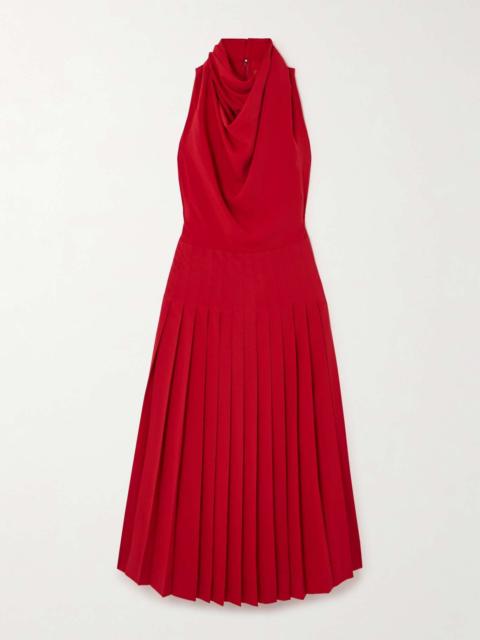 Altuzarra Nathalie pleated draped cady maxi turtleneck dress