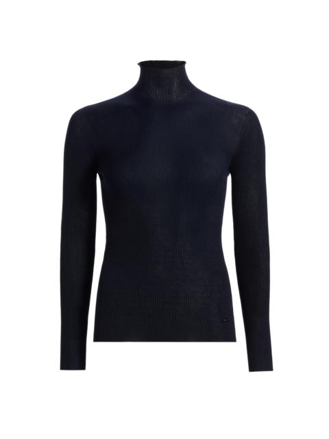 AKRIS Women's Rib-Knit Cashmere-Silk Turtleneck - Dark Navy