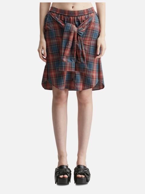 CHECK SHIRT-WRAPPED SKIRT PANTS