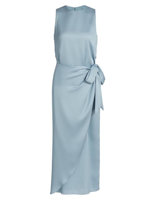 AMSALE Women's Tulip Hem Hammered Satin Midi-Dress - Smokey Blue