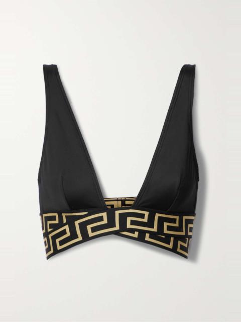VERSACE Vita twist-front jacquard-trimmed bikini top