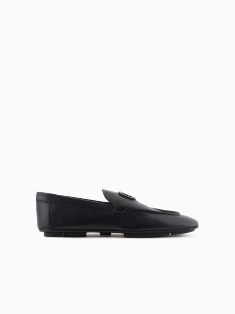 GIORGIO ARMANI Leather loafers with metal logo