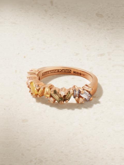SUZANNE KALAN 18-karat Rose Gold, Diamond And Sapphire Ring