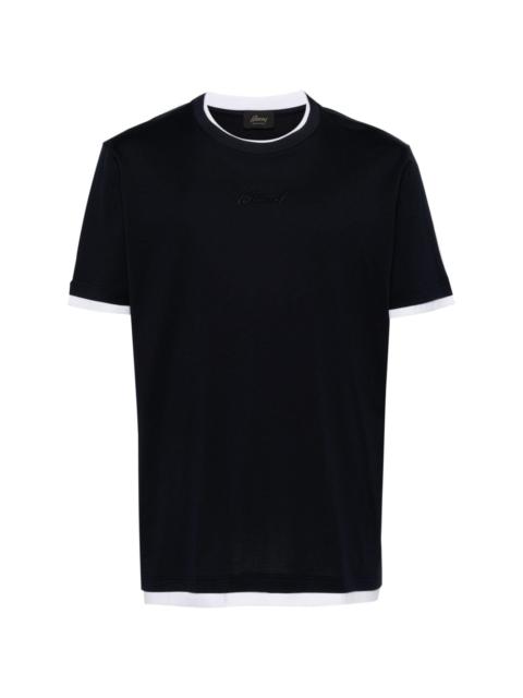 Brioni logo-embroidered cotton T-shirt
